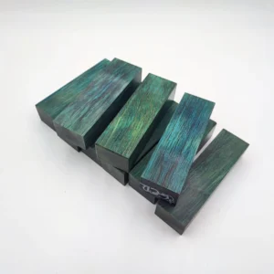 Block of stabilized alder wood for handles, green